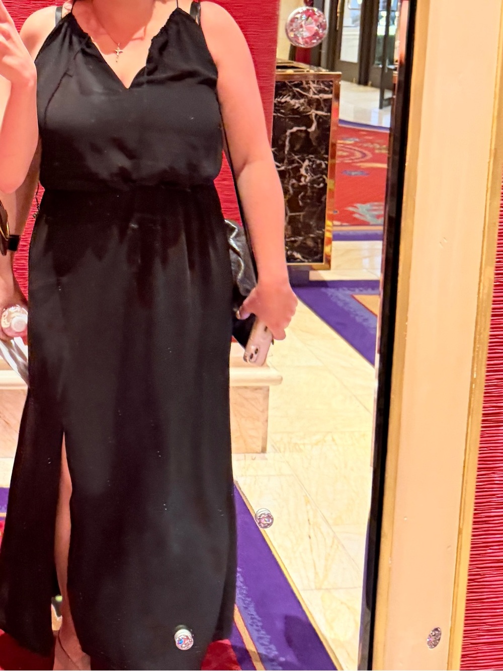 Mango Black Sleeveless V-Neck Maxi Dress with Side Slit